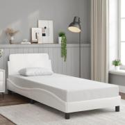 vidaXL Sängram med huvudgavel vit 80x200 cm konstläder