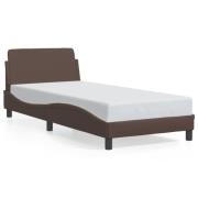 vidaXL Sängram med huvudgavel brun 90x190 cm konstläder