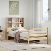 vidaXL Säng med bokhylla utan madrass 75x190cm massiv furu
