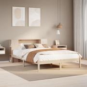 vidaXL Säng med bokhylla utan madrass 160x200cm massiv furu