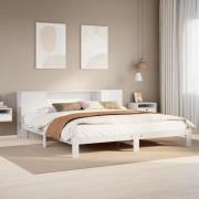 vidaXL Säng med bokhylla utan madrass vit 180x200cm massiv furu