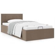vidaXL Sängram hydraulisk förvaring utan madrass taupe 100x200 cm