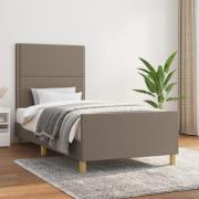 vidaXL Sängram utan madrass Taupe 90x200 cm tyg