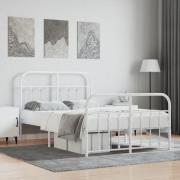 vidaXL Sängram med huvudgavel och fotgavel vit metall 120x200 cm