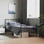 vidaXL Sängram med huvudgavel och fotgavel svart metall 75x190 cm