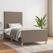 vidaXL Sängram utan madrass Taupe 90x200 cm tyg