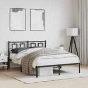 vidaXL Sängram med huvudgavel metall svart 140x190 cm