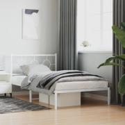 vidaXL Sängram med huvudgavel metall vit 107x203 cm