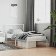 vidaXL Sängram med huvudgavel metall vit 90x190 cm