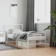 vidaXL Sängram med huvudgavel och fotgavel vit metall 80x200 cm