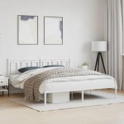 vidaXL Sängram med huvudgavel metall vit 183x213 cm