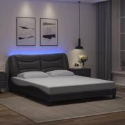 vidaXL Sängram med LED-belysning grå 160x200 cm konstläder