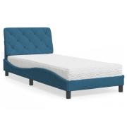 vidaXL Bed with Mattress Blue 90x200 cm Velvet
