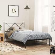 vidaXL Sängram med huvudgavel metall svart 107x203 cm