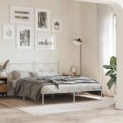 vidaXL Sängram med huvudgavel metall vit 160x200 cm