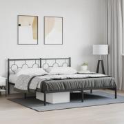 vidaXL Sängram med huvudgavel metall svart 183x213 cm