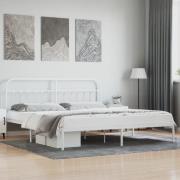 vidaXL Sängram med huvudgavel metall vit 200x200 cm