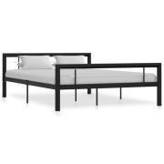 vidaXL Sängram utan madrass svart & vit metall 140x200 cm