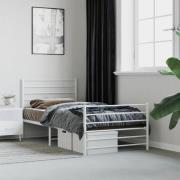 vidaXL Sängram med huvudgavel och fotgavel vit metall 90x190 cm