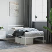 vidaXL Sängram utan madrass med huvudgavel metall vit 75x190 cm