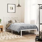 vidaXL Sängram med huvudgavel metall vit 80x200 cm