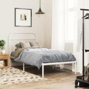 vidaXL Sängram med huvudgavel metall vit 90x200 cm
