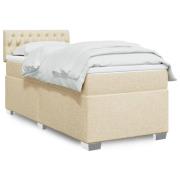 vidaXL Ramsäng med madrass gräddvit 90x190 cm tyg
