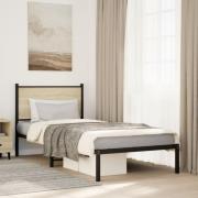 vidaXL Sängram utan madrass metall sonoma-ek 75x190 cm