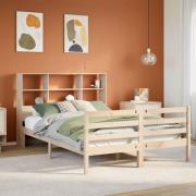 vidaXL Säng med bokhylla utan madrass 135x190cm massiv furu