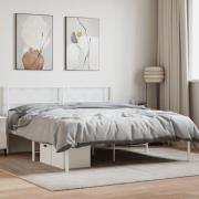 vidaXL Sängram med huvudgavel metall vit 140x200 cm