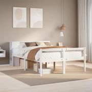 vidaXL Säng med bokhylla utan madrass vit 140x200cm massiv furu
