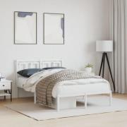 vidaXL Sängram med huvudgavel metall vit 120x200 cm
