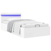 vidaXL Sängram hydraulisk förvaring utan madrass LEDs vit 100x200 cm