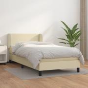 vidaXL Ramsäng med bäddmadrass gräddvit 100x200 cm konstläder