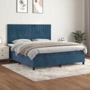 vidaXL Ramsäng med madrass mörkblå 160x200 cm sammet