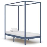 vidaXL Sänghimmel utan madrass grå massivt trä 90x200 cm