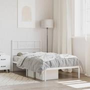 vidaXL Sängram utan madrass med huvudgavel metall vit 75x190 cm