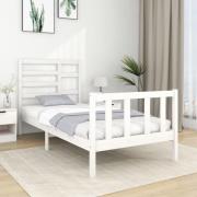 vidaXL Sängram vit massivt trä 75x190 cm