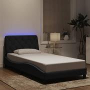 vidaXL Sängram med LED-belysning svart 100x200 cm sammet
