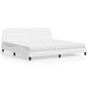 vidaXL Säng med madrass vit 200x200 cm konstläder