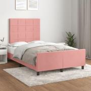 vidaXL sängram utan madrass rosa 120x190 cm sammet