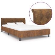 vidaXL Sängram utan madrass brun konstmocka 120x200 cm