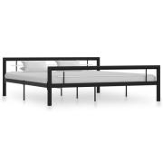 vidaXL Sängram utan madrass svart & vit metall 180x200 cm