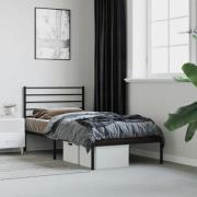vidaXL Sängram med huvudgavel metall svart 75x190 cm