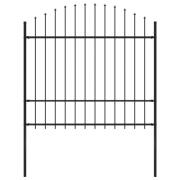 vidaXL Trädgårdsstaket med spjuttopp stål (1,5-1,75)x1,7 m svart