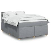 vidaXL Ramsäng med madrass ljusgrå 140x190 cm tyg