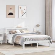 vidaXL Sängram med huvudgavel utan madrass vit 140x190 cm