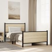 vidaXL Sängram utan madrass metall sonoma-ek 100x190 cm