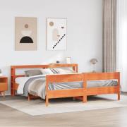 vidaXL Sängram utan madrass vaxbrun 180x200 cm massiv furu