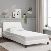 vidaXL Sängram med huvudgavel vit 100x200 cm konstläder